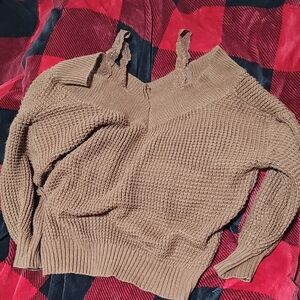 SHEIN Brown Off-the-Shoulder Sweater